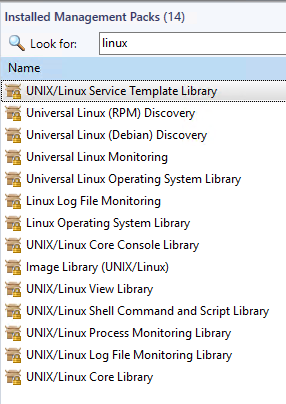 List of Linux based SCOM management packs installed needed to configure Linux FluentD