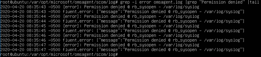 OMSAgent FluentD debunked - omsagent.log permission denied opening logfile errors for /var/log/syslog